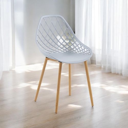 GREY  PLASTIC CHAIR METAL LEGS