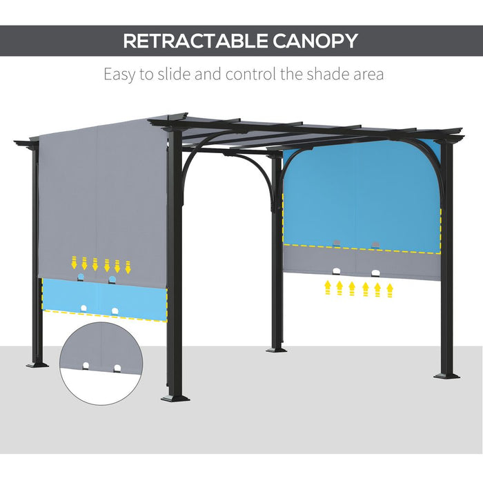 Outsunny Retractable Pergola - Premium Sun Shade for Garden, Patio, and Outdoor Living - Durable Metal Construction