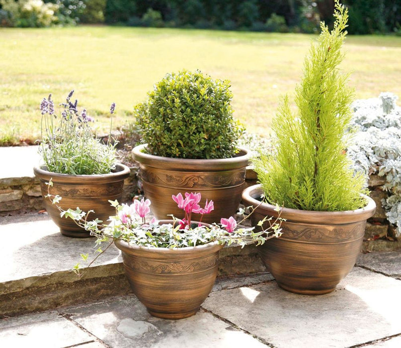 Antique Bronze Wenlock Planters - Set of 4