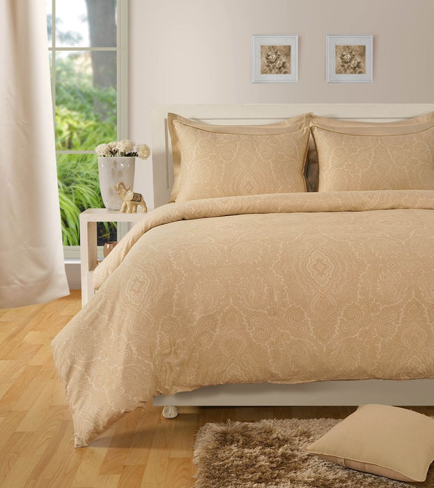 400 TC - Cotton Rich Paisley Print Duvet Cover Set Caremel