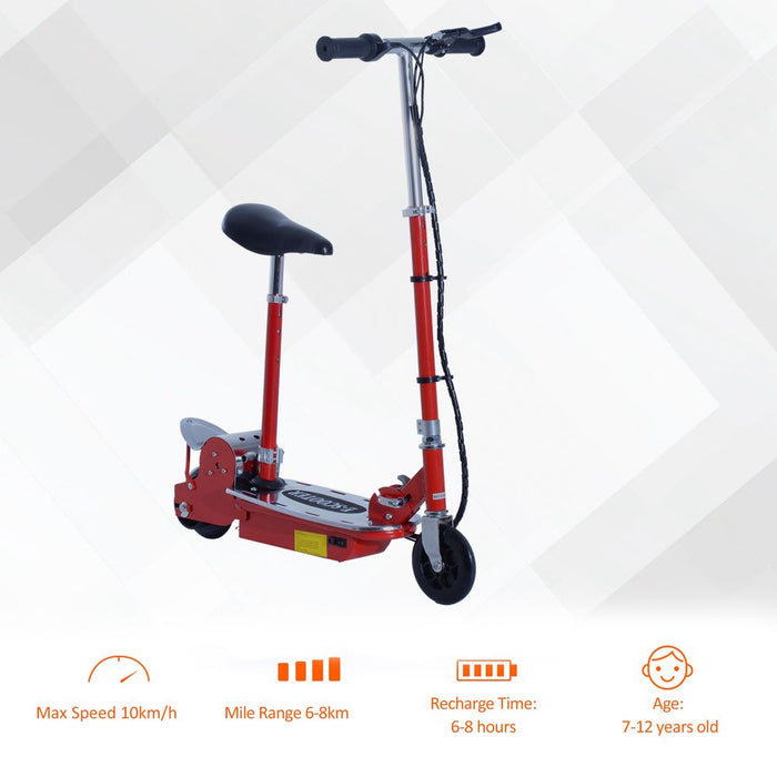 HOMCOM 120W Foldable Powered Scooters with 24V Rechargeable Battery, Adjustable Ride on Toy (Red)