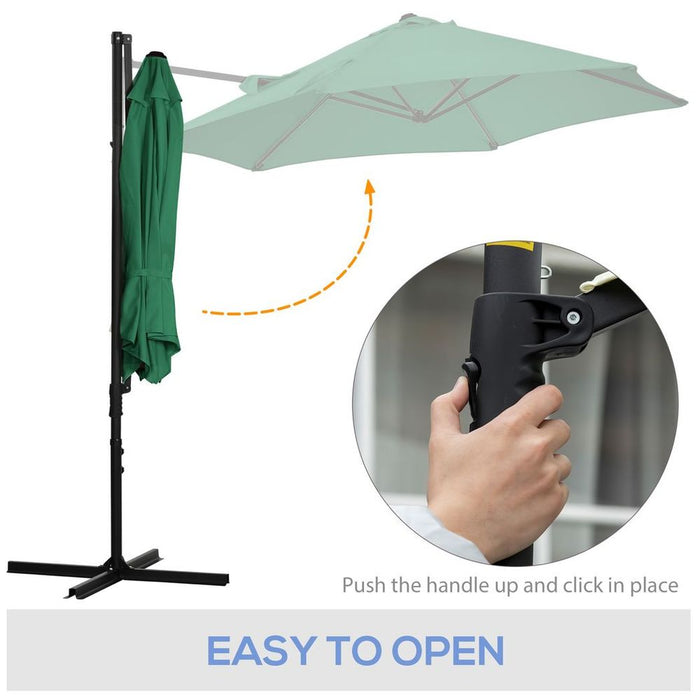 High-Quality 2.5M Cantilever Parasol 360° Rotation, Green