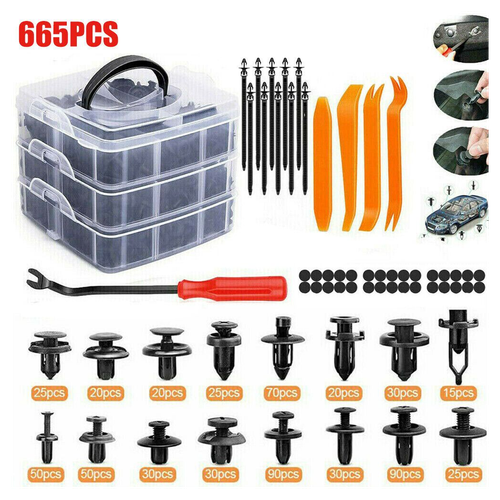 665PCS Car Body Fastener Clips Push Rivets Retainer Door Screw Panel Bumper Trim