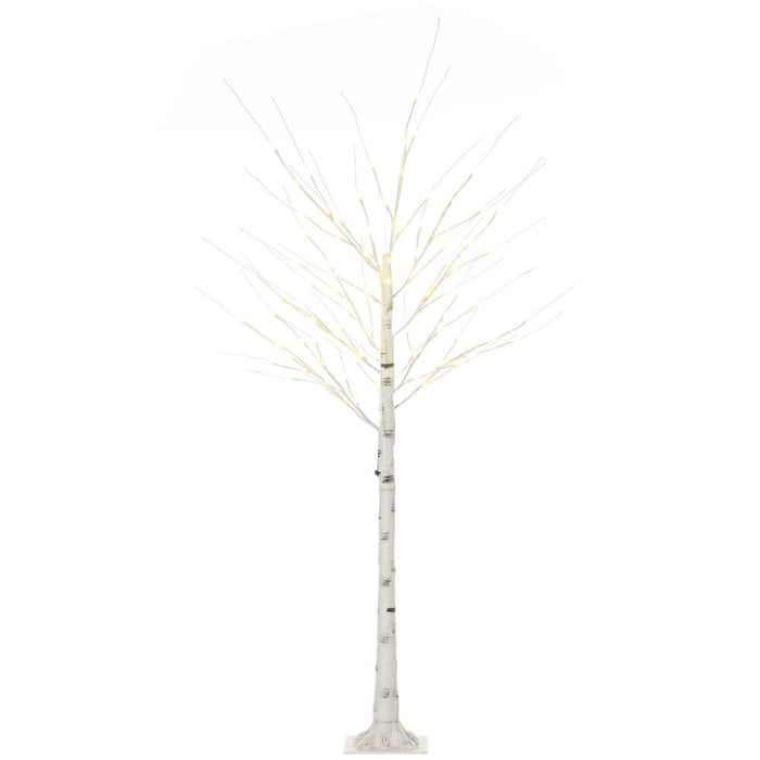 HOMCOM 4ft Artificial White Birch Tree Light with Warm White Pre-Lit LED Light for Indoor and Covered Outdoor Use