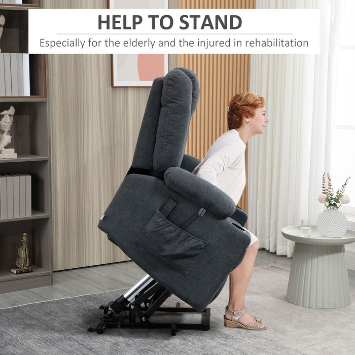 Grey Riser & Recliner Chair w/ Remote - Lift Chair for Elderly, Comfortable & Sturdy - Oversized Design, Easy-to-Use