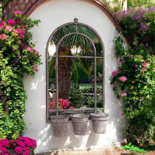 80CM WALL MIRROR WITH TRIPLE PLANTER