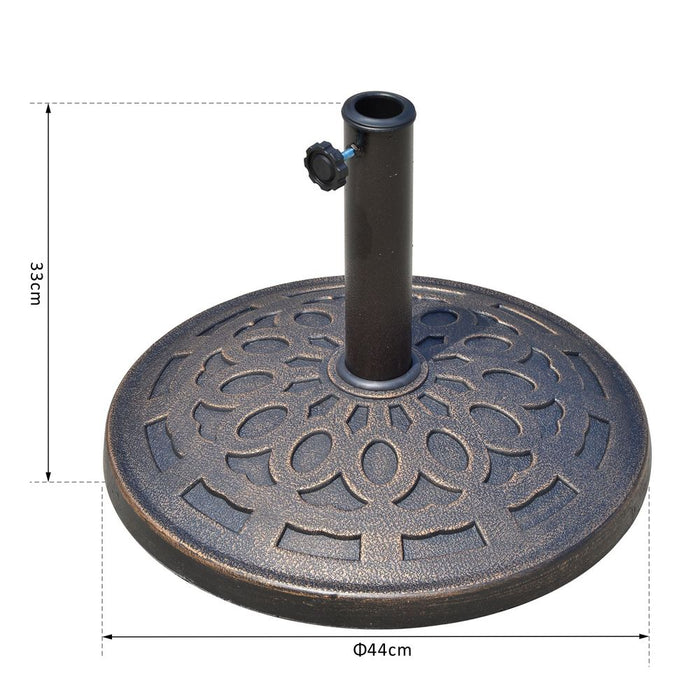 Outsunny 14kg Round Garden Parasol Base Holder Decorative Resin Market Umbrella Stand with Adjustable Coupler, Bronze