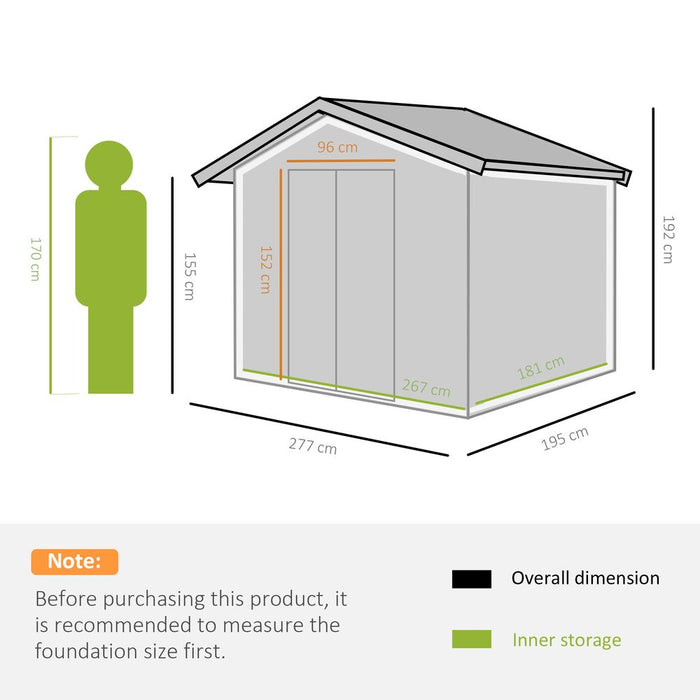 Lockable 9x6 ft Metal Shed - Khaki Storage Yard Container - High Quality