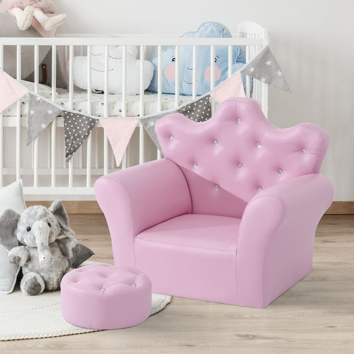 Premium Pink Kids Sofa Set - Free Footstool Included - High-Quality PU Leather - Trusted Seller