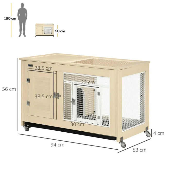 Premium Quality Rabbit Hutch with Wheels, Openable Roof & Removable Tray - Ideal for 1-2 Rabbits