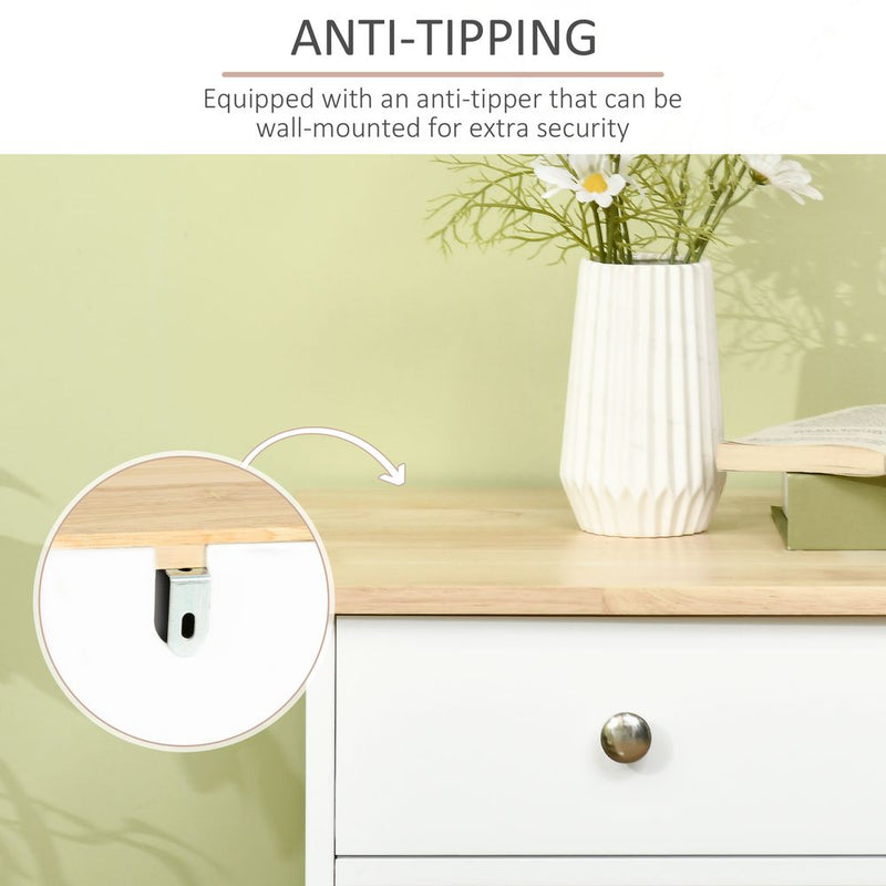 Premium Rubberwood Sideboard - White, Buffet Drawers, Adjustable Shelves - High Quality Storage Solution