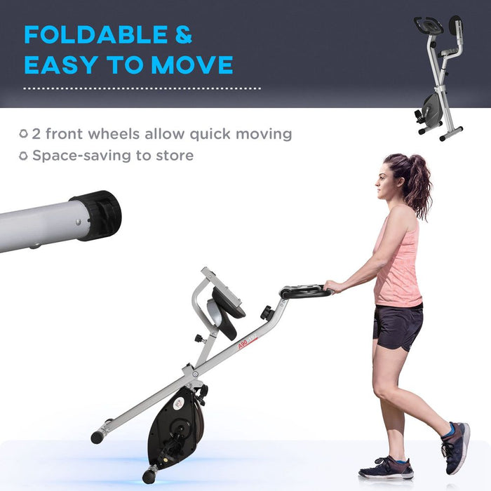 Luxurious HOMCOM Foldable Exercise Bike - Magnetic Resistance, LCD, Adjustable Seat - Grey