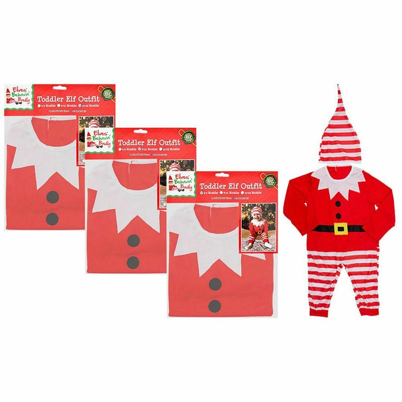 Santa's Little Helper Toddler Elf Dress Up Outfit - 3 Sizes, Gift Bag Included
