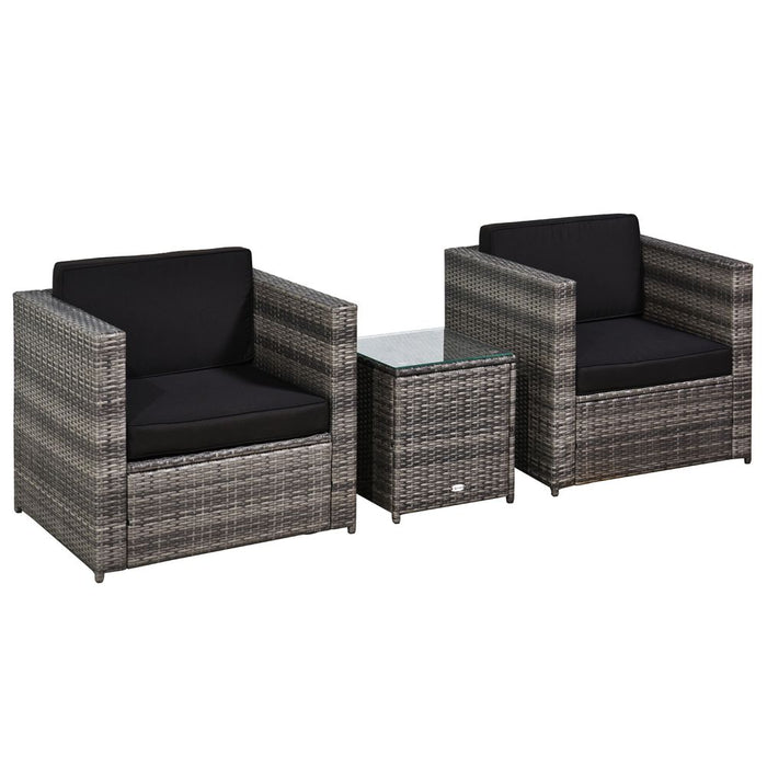 Premium Outsunny 2 Seater Rattan Sofa Set - Steel Frame, Grey - High Quality & Weather Resistant