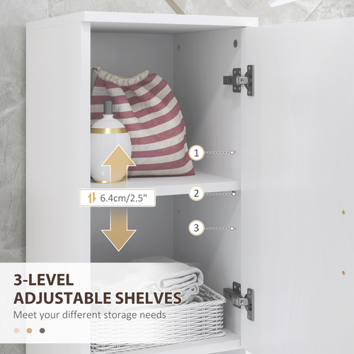 kleankin Tall Bathroom Storage Cabinet, Slim Bathroom Cabinet with Soft Close