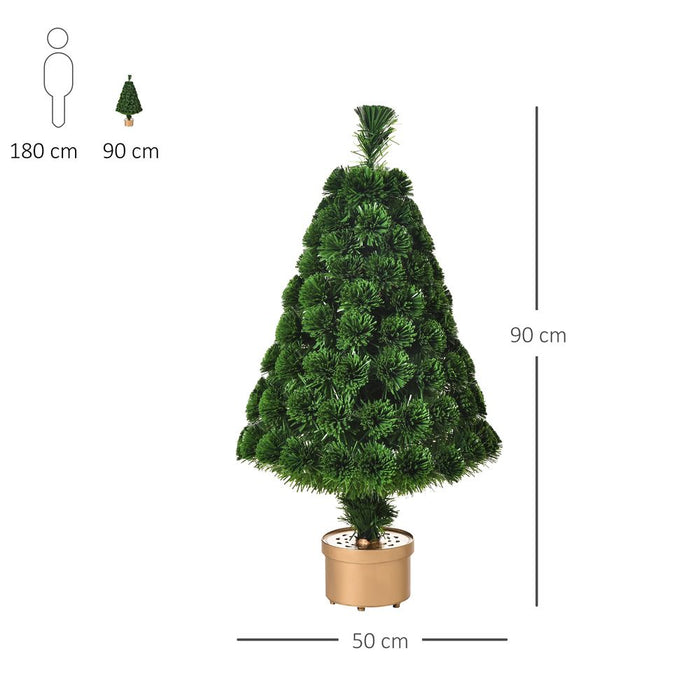 3FT Prelit Artificial Christmas Tree Fiber LED Table Deco Multi-Color Green