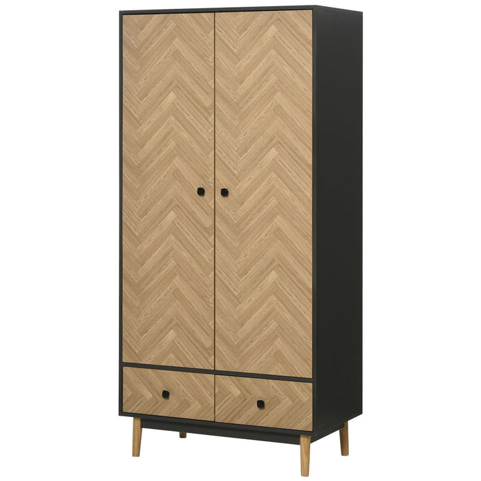 Wardrobe Cabinet: Wood Grain, 90x50x190cm, Grey/Oak