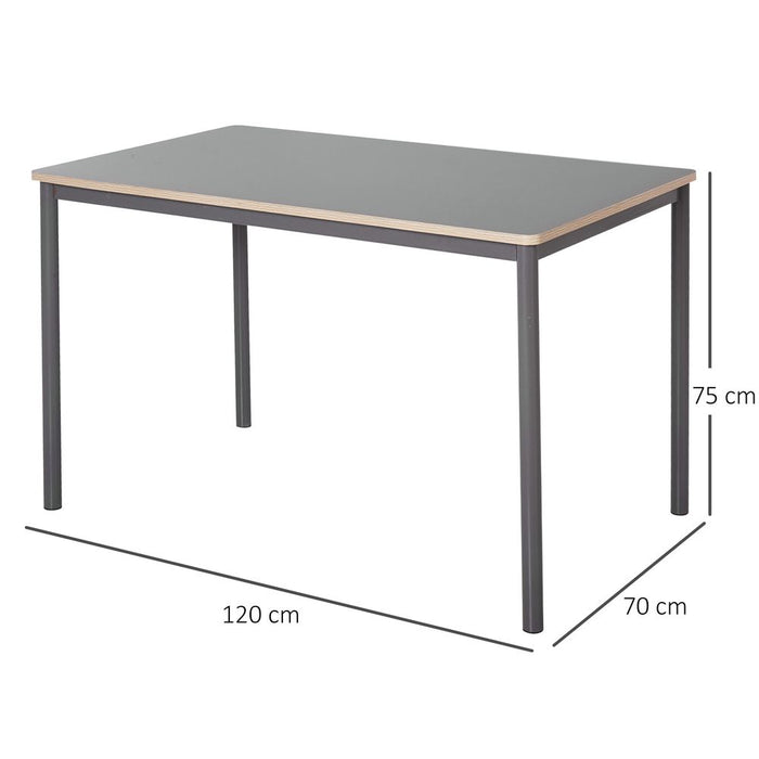 120cm Minimalistic Dining Table Steel Frame Foot Pads Simple Style Grey