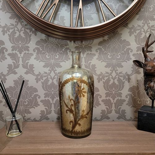 15" ANTIQUE SILVER GLASS DECORATIVE VASE