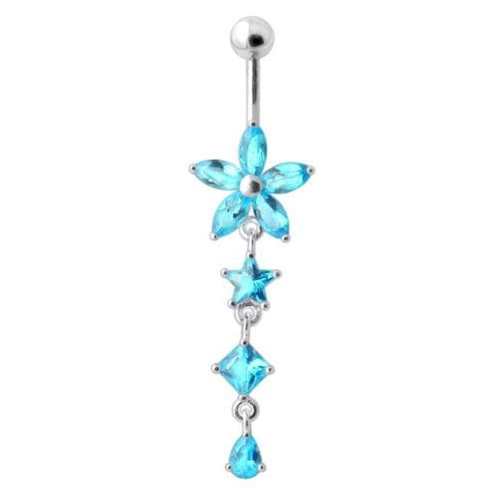 Flower Stone Studded Jeweled Flower Navel Ring