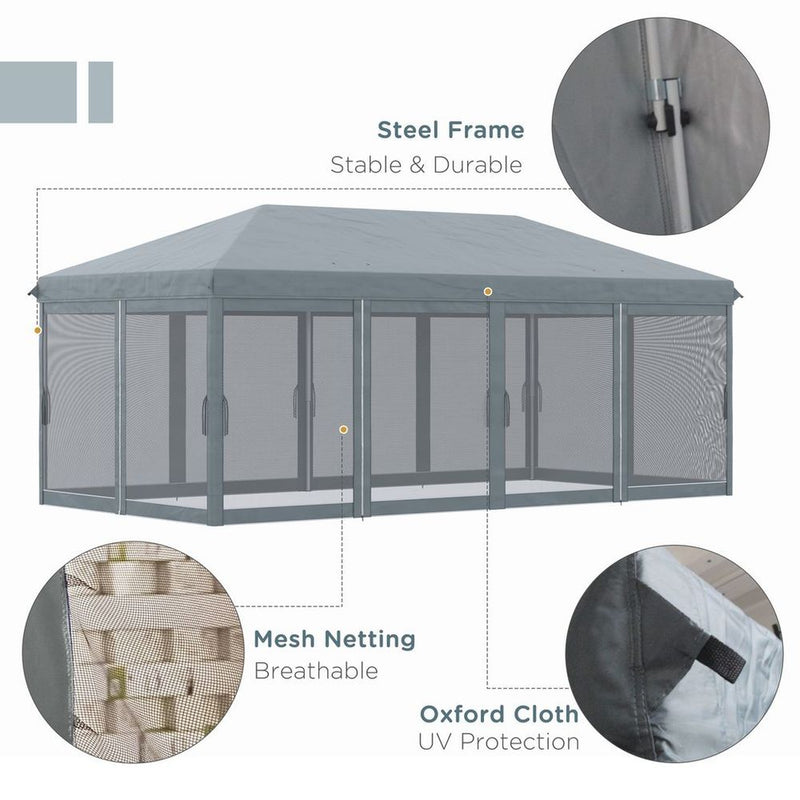 6x3m Pop Up Party Tent Canopy w/ 6 Removable Sidewalls - High-Quality, Easy Assembly - Perfect for Any Occasion!