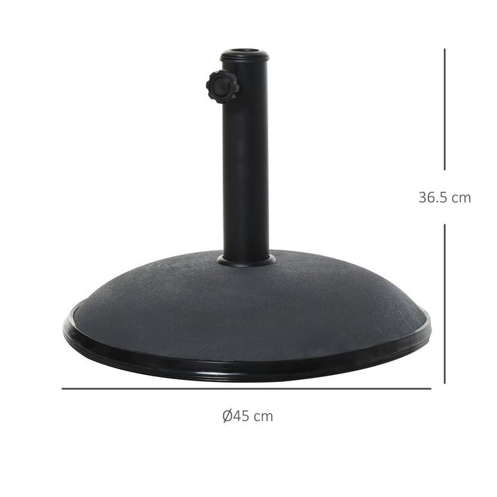 20kg Umbrella Base - Grey/Black, High Quality Steel & Cement, Accommodates 34mm/38mm Poles, Sturdy & Stable