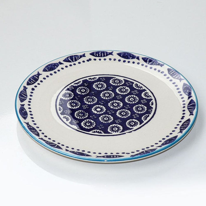 Ceramic Side Plate Nature Fish Dark Blue 21cm