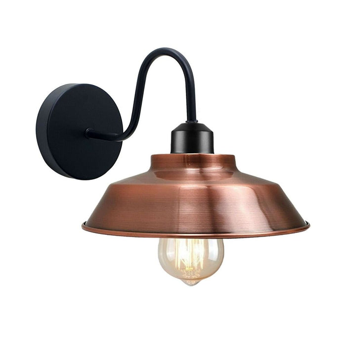 Retro Industrial Wall Lights - E27 Indoor Sconce - Metal Bowl Shape Shade - Basement, Bedroom, Home Office