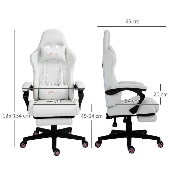 Premium White Racing Gaming Chair: PU Leather, Recliner, Home Office