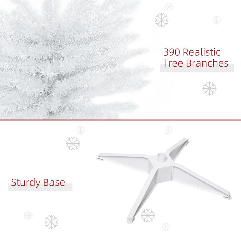 1.8m 6ft Artificial Pine Pencil Slim Christmas Tree with 390 Branch Tips White