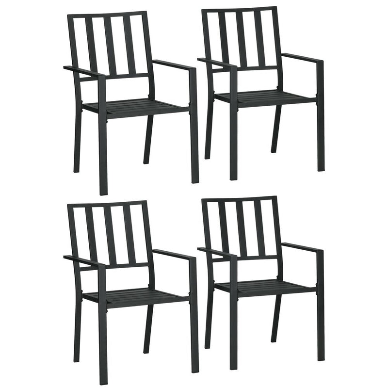Outsunny Metal Stackable Garden Chairs - Set of 4, Black