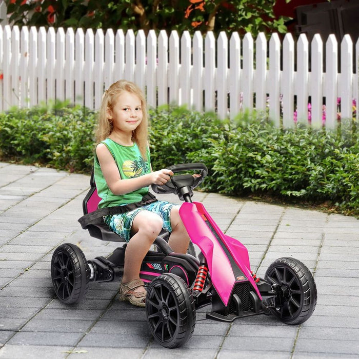 HOMCOM 12V Electric Go Kart with Forward Reversing 2 Speeds for 3-8 Yrs - Pink