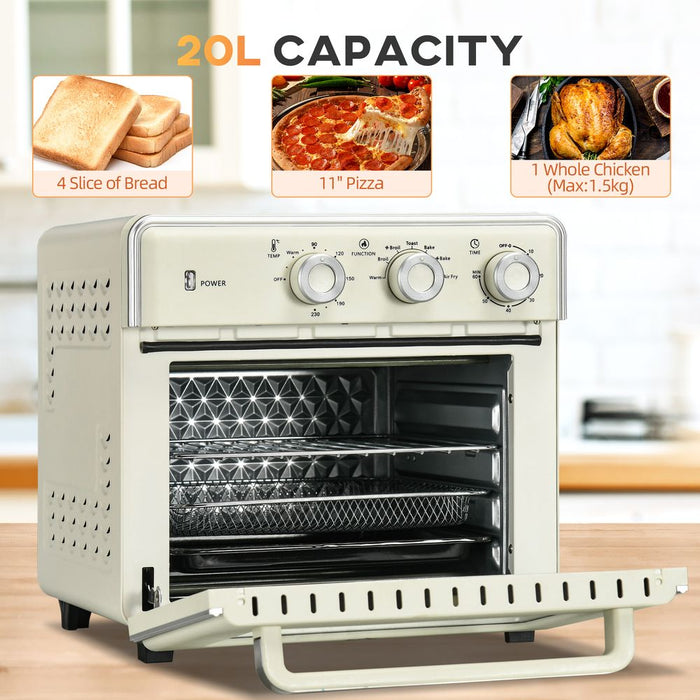 HOMCOM 7-in-1 Toaster Oven 1400W: Retro Styling, Adjustable Thermostat, 60-min Timer - High Quality