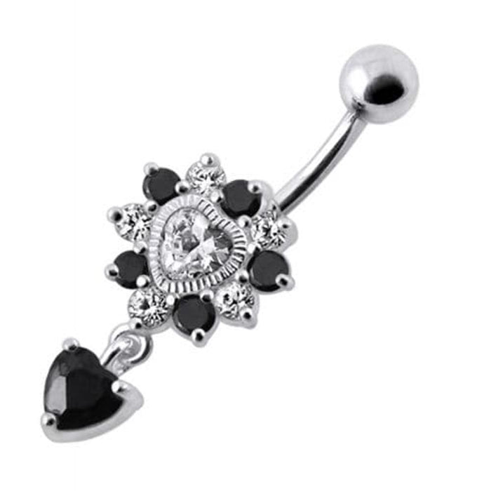 Royal Heart Stone Jeweled Dangling Navel Belly Ring