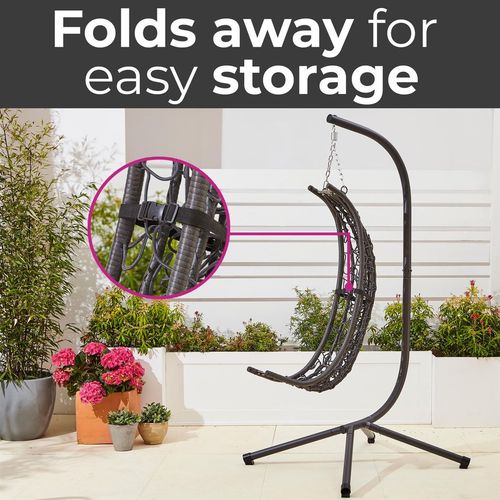 Neo Grey Garden Swing Hanging Egg Chair With Cushions