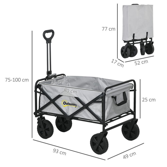 Outsunny Folding Outdoor Storage Trolley: Telescopic Handle, Brakes - High Quality Cart Bag for All Your Needs