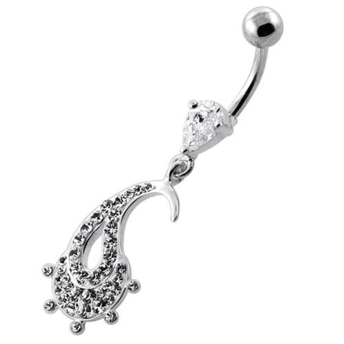 Multi Jeweled Hanging Fish Navel Belly Ring