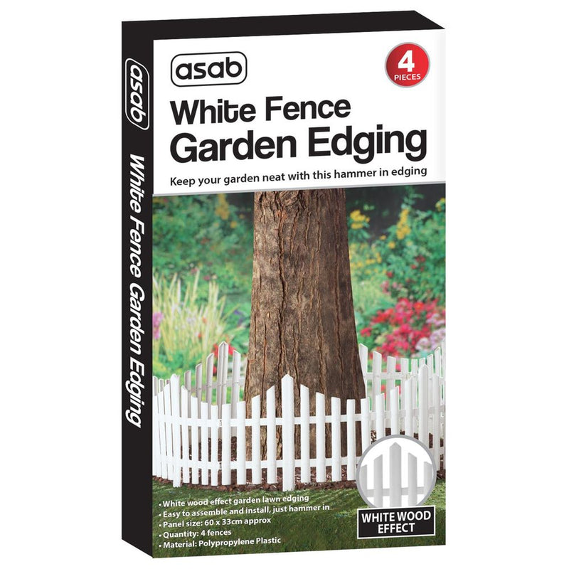 ASAB White Fence Garden Edging AS-07798 - Easy Install, Durable Plastic Panels - Ideal for Gardens, Yards, and More!