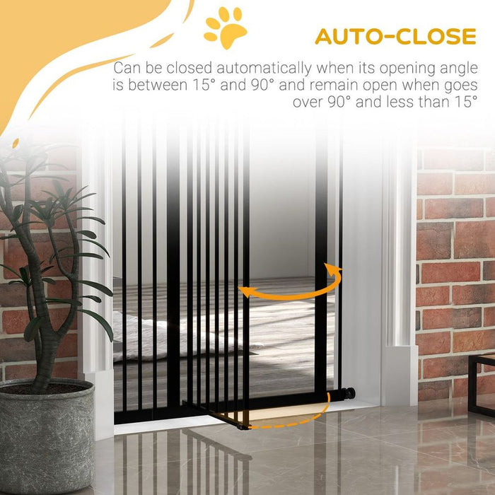 PawHut Adjustable Metal Pet Gate Barrier with Auto-Close Door - Top Quality, Easy Installation