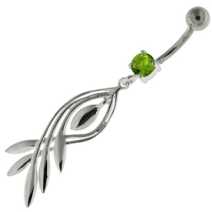 925 Sterling Silver Plain Twisted Leaf Belly Button Ring