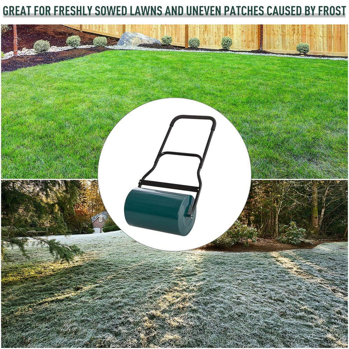 Premium Steel Lawn Grass Roller - 50L Capacity - Green