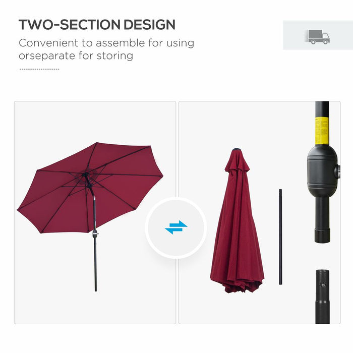 Premium Outsunny 2.6M Red Umbrella - High-Quality Shade Solution for Summer