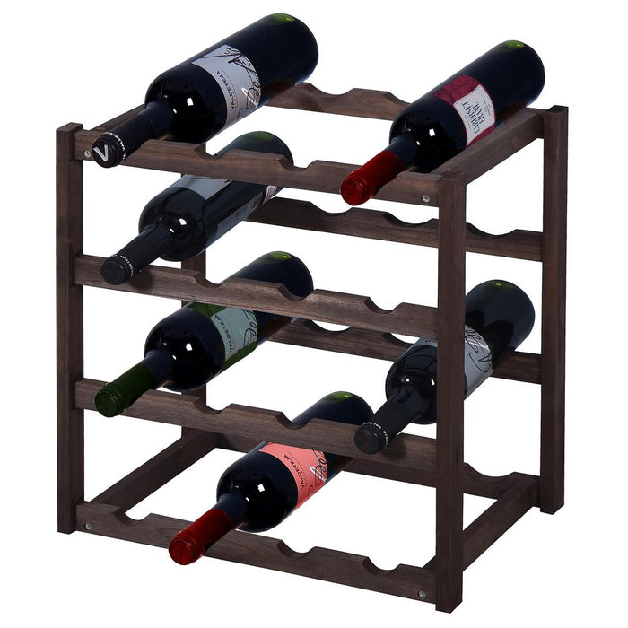 Knight 4-Tier Dark Wine Wood Rack: Premium Quality, Stylish & Sturdy. Display & Store 16 Bottles. Perfect for Kitchen, Bar, Cellar!