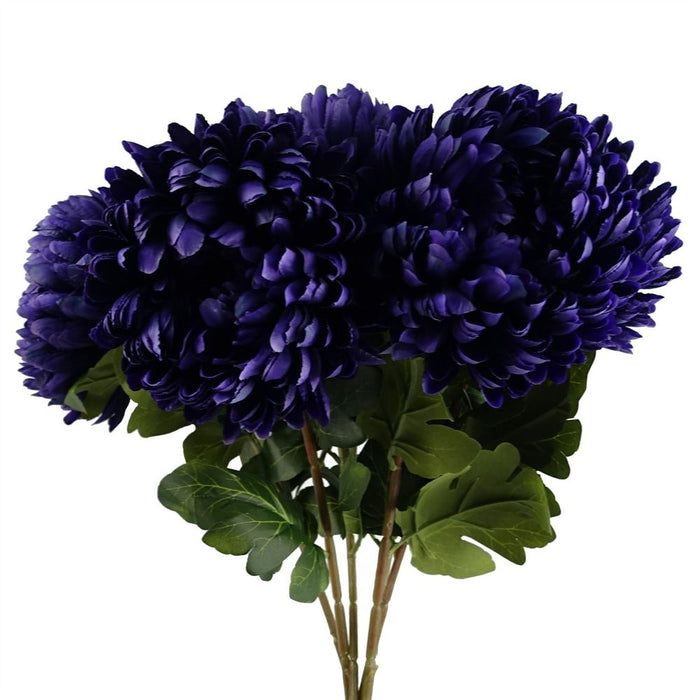 6 Extra Large Purple Reflex Chrysanthemum - Silk Petals