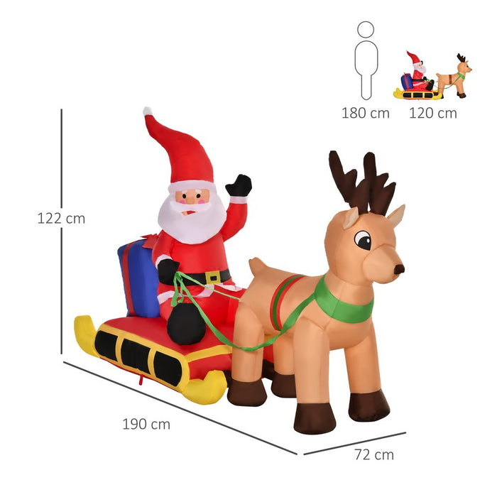 4ft Christmas Inflatable Santa Claus Sledge Sleigh Reindeer Blow Up Xmas Garden