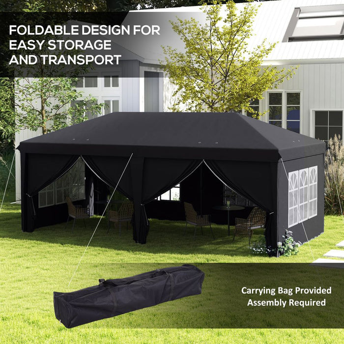 Outsunny 3 x 6m Pop Up Gazebo Height Adjustable Party Tent with Storage Bag