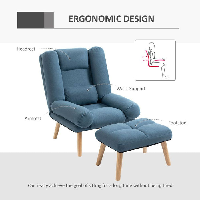 Compact Recliner Chair & Ottoman Set - 3-Position Adjustable Lounge Sofa for Home & Office - Comfortable & Stylish Design