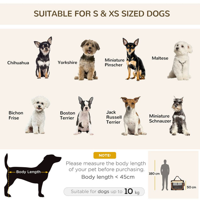 70cm Foldable Pet Carrier w/ Cushion for Mini Dogs and Cats - Brown Pawhut