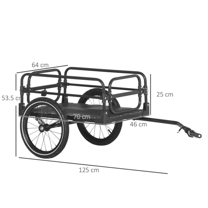 Premium HOMCOM Bike Trailer Wagon with Suspension, 2 Wheels - Durable, Foldable, Black