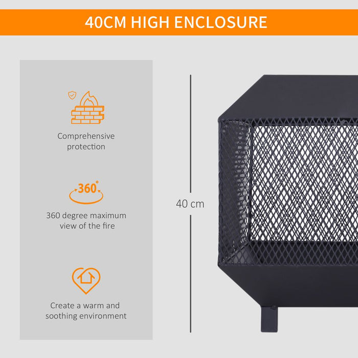 Outsunny Fire Pit, Square Steel-Black | Quality Outdoor Heating